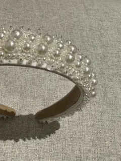 パール装飾のウェディングヘッドドレス