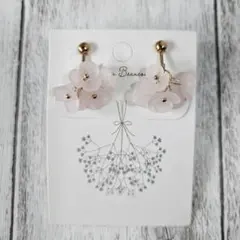 ハンドメイド イヤリング　桃の花 フラワー