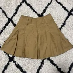 ベージュ プリーツスカート ミニ丈