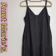 Aunt Marie's デニム風キャミワンピース ブラックデニム ジャンスカ