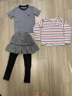 Petit Bateau Tシャツ スカート レギンス セット 130のサムネイル