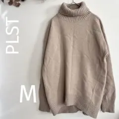 PLST ウールカシミヤ混 タートルネックニット ベージュ Mサイズ