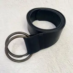 美品《kei shirahata》レザー 太ベルト ダブルリング ブラック