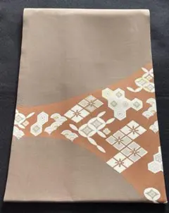 塩瀬 名古屋帯 ブラウン 茶色系 七宝 モダン 金彩 茶道