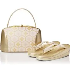 【最高級】セビアン 草履バッグセット 日本製 正絹帯地 礼装用 金 亀甲文様