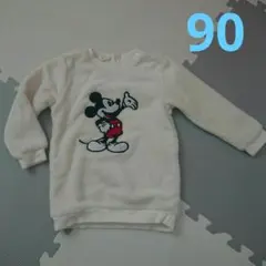 H&M ディズニー ミッキーマウス トップス 90 もこもこ ホワイト 白