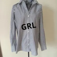 お値下げ✳️GRL ストライプ 長袖シャツ ネイビーのサムネイル