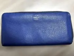 LANVIN en Bleu 青 レザー 長財布　メンズ　財布
