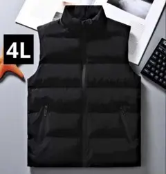【新品未使用】メンズ ゴルフウェア 中綿ベスト 黒色 4Lサイズ 防寒 防風