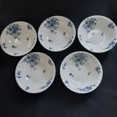 【即購入OK!!】青い花柄皿 5枚セット 約16cm中皿アンティーク上品 北欧風