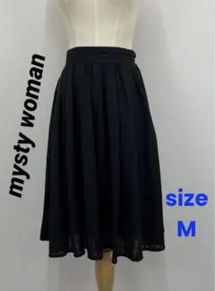 mysty woman⭐︎軽やかシアー素材⭐︎ひざ丈ギャザースカートM【中古】D56のサムネイル