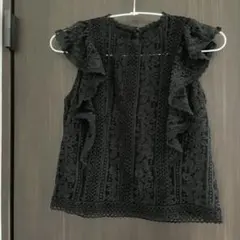 INGNIブラック フリルレース ノースリーブ M