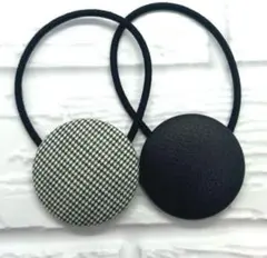 【155】ハンドメイド38mm くるみボタン　ヘアゴム