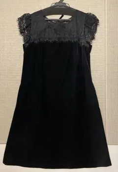 ジルスチュアート　クリスマス　ワンピース　黒 レース袖 パーティードレス