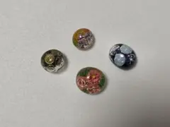 アンティーク　花柄ガラスボタンセット