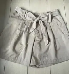 GLACIER ベージュ M リボン付きキュロット