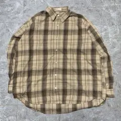 Pair Pair チェック柄オーバーサイズシャツ　長袖 ブラウン g10