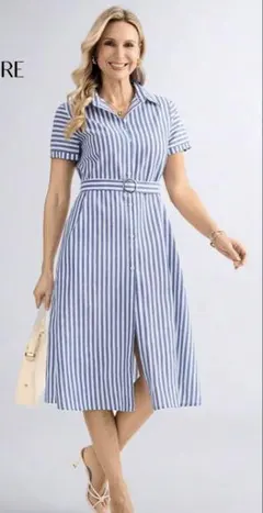 SHIEN半袖シャツワンピース　未使用新品ストライプ柄Sサイズ完売品