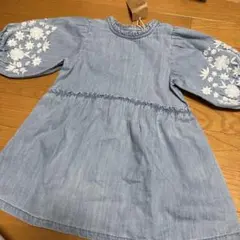 next デニムブルー 七分袖ワンピース