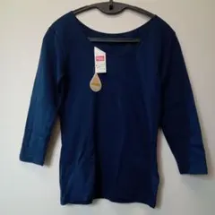 Wacoal　ワコールウイング　綿混　8分袖インナー　L　紺色　未使用タグ付き