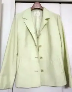 日本製 春色パステルカラー ライムグリーン テーラードジャケット