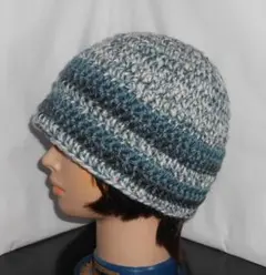 ℳ・一点物・3色・クラッシャーハット・男女兼用・ハンドメイド手編