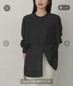 ur's フライヨークバンドカラーシャツ ブラックのサムネイル