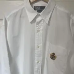 訳あり★90’s Polo by Ralph Lauren 刺繍入り白シャツ S