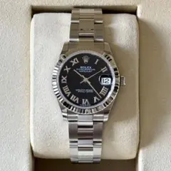 ロレックス Rolex 腕時計 デイトジャスト 78274 A番 1998-1999年製 夜光インデックス 夜光針 ブラック文字盤 フルーテッドベゼル ジュビリーブレス K18WG SS 自動巻き 【中古】 ROLEX - ロレックス Rolex 腕時計 デイトジャスト 78274 A番 1998-1999