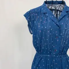 極美品✨ 水風船柄 シアー ロング フレア ワンピース Aライン レトロ 大きめ