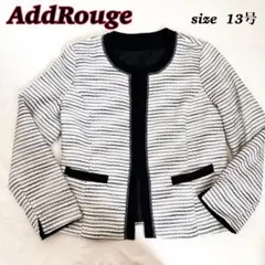 AddRouge （アッドルージュ）ストライプ ノーカラージャケット 13号