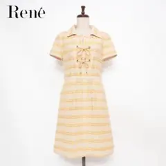 美品 Rene インターナショナル チェック柄ワンピース イエロ *GD1104のサムネイル
