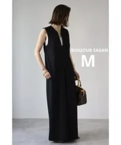 美品 BONJOUR SAGAN ディープVネックオールインワン M ブラックのサムネイル