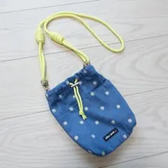 ニコアンド オリジナル細コード ショルダー 巾着バッグ ポシェット 花柄 デニム