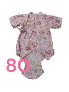花火模様 ピンク 甚平 80 夏服　子供服　女の子