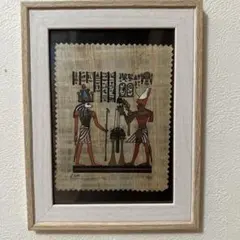 エジプト製】パピルス画 古代エジプト神話「死者の審判」コンパクト