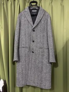 グレー ヘリンボーン ツイードコート