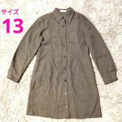 美品★大きいサイズ13号　ブラウン系シャツワンピース