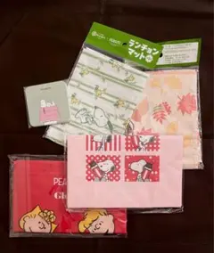 【スヌーピー】不織布エコバッグ／ランチョンマット／店舗限定コースター5種セット