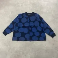 NATURAL LAUNDRY ドット柄 ニット カーディガン ネイビーDD37