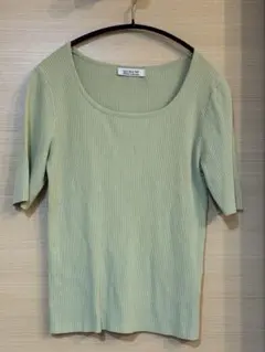 【大幅お値下げ中】ライトグリーン リブ編み 半袖Tシャツ Fサイズ