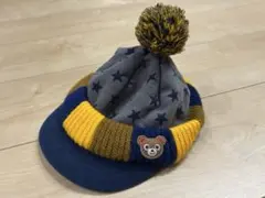ミキハウス ポンポン付きベビー帽子 星柄 綿100%