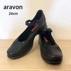 超美品★ニューバランス aravon アラボン 24cm レザー ストラップ 黒