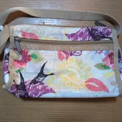 レスポ　花と鳥のプリント ショルダーバッグ　レスポートサック