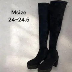 黒 ニーハイブーツ Mサイズ 24~24.5 美品