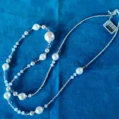 値下げ　コットンパール ロングネックレス