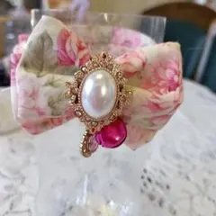 花柄リボン付き首輪