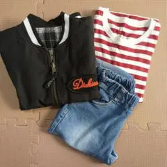 ジャケット・Tシャツ・デニムパンツセット 130