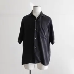 17AW URU キュプラ　オープンカラー半袖シャツ　ブラック　2のサムネイル