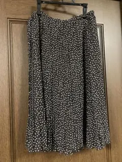 Hanae Mori Sports プリーツスカート 38 茶と白の水玉模様